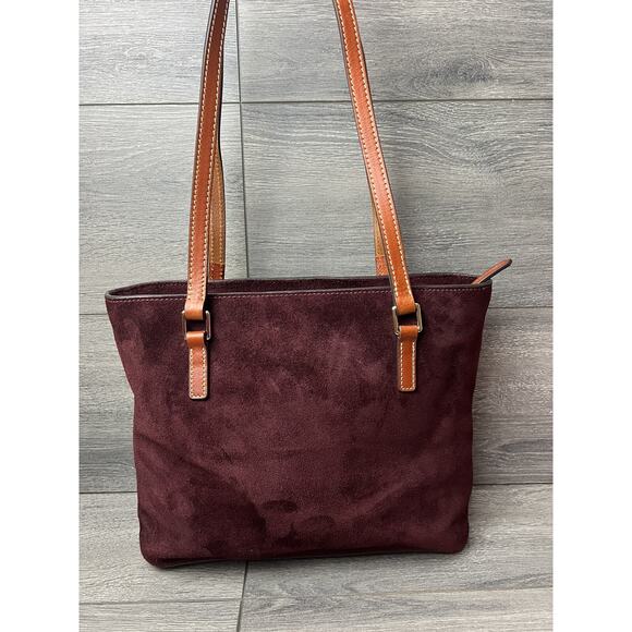 Dooney & Bourke Suede Shopper Bag wine color A384664 - Picture 3 of 6